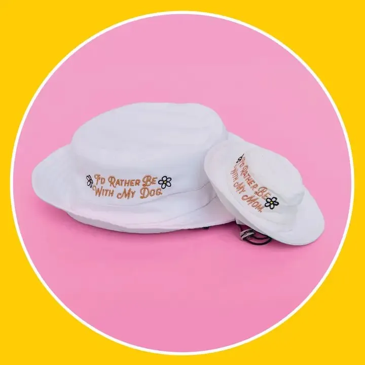 Dog 'Rather Be with My Mom' Bucket Hat with Matching Human Hat