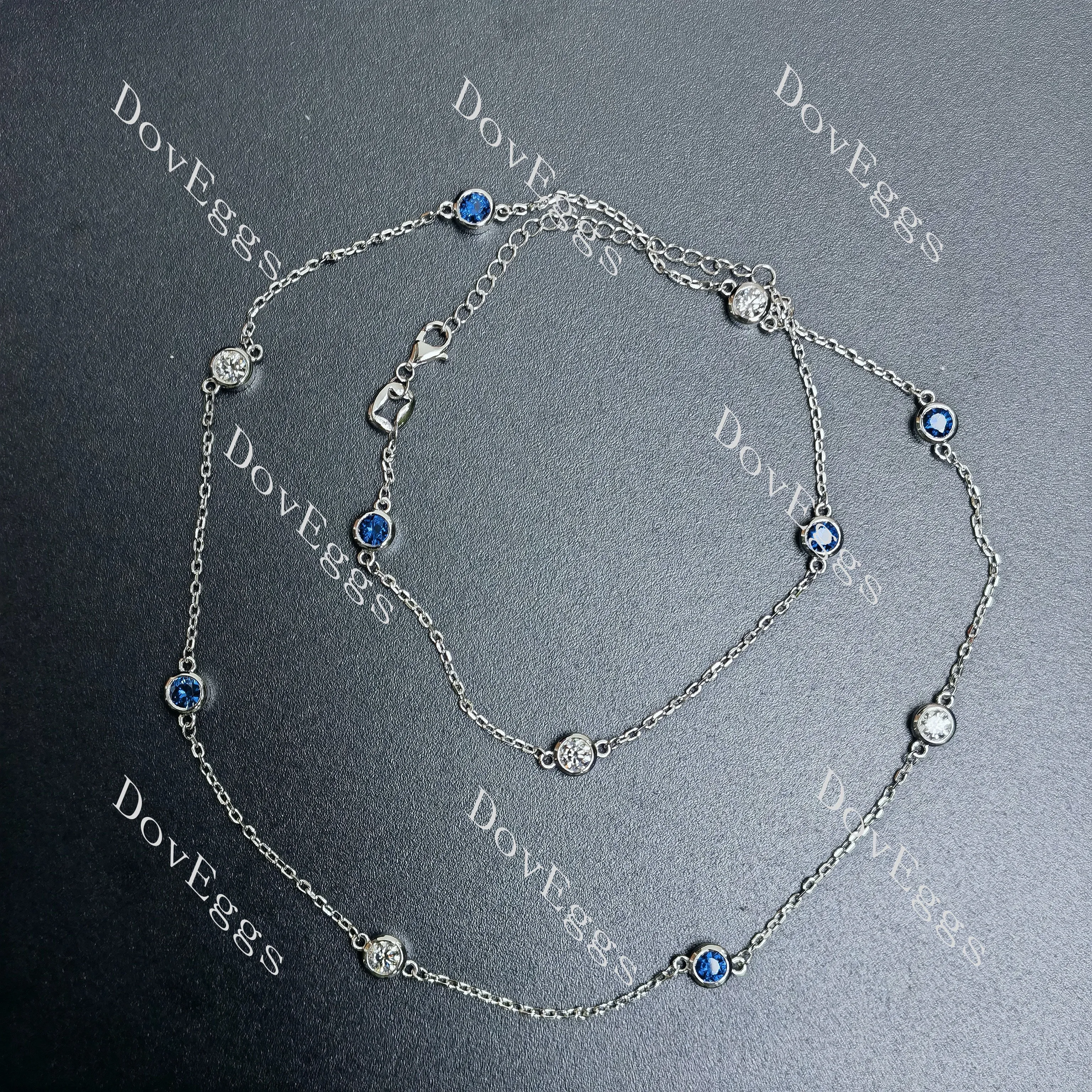 Doveggs round moissanite/colored gem necklace(with chain)