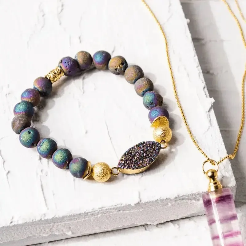 Druzy Purple Stretch Bracelet