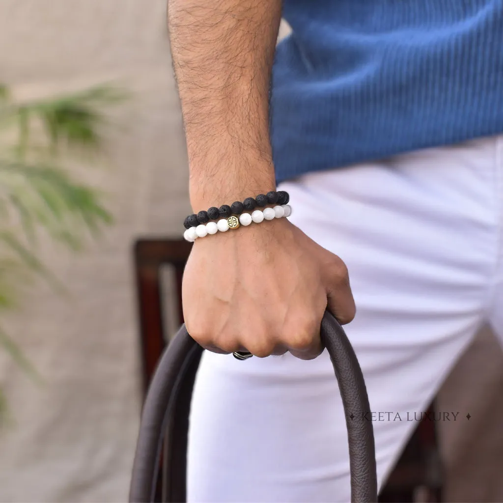 Dual Elemental - Selenite & Lava Bead Bracelet