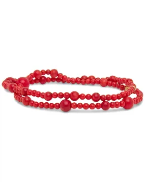 Dyed Red Coral with Gold Vermeil Bracelet