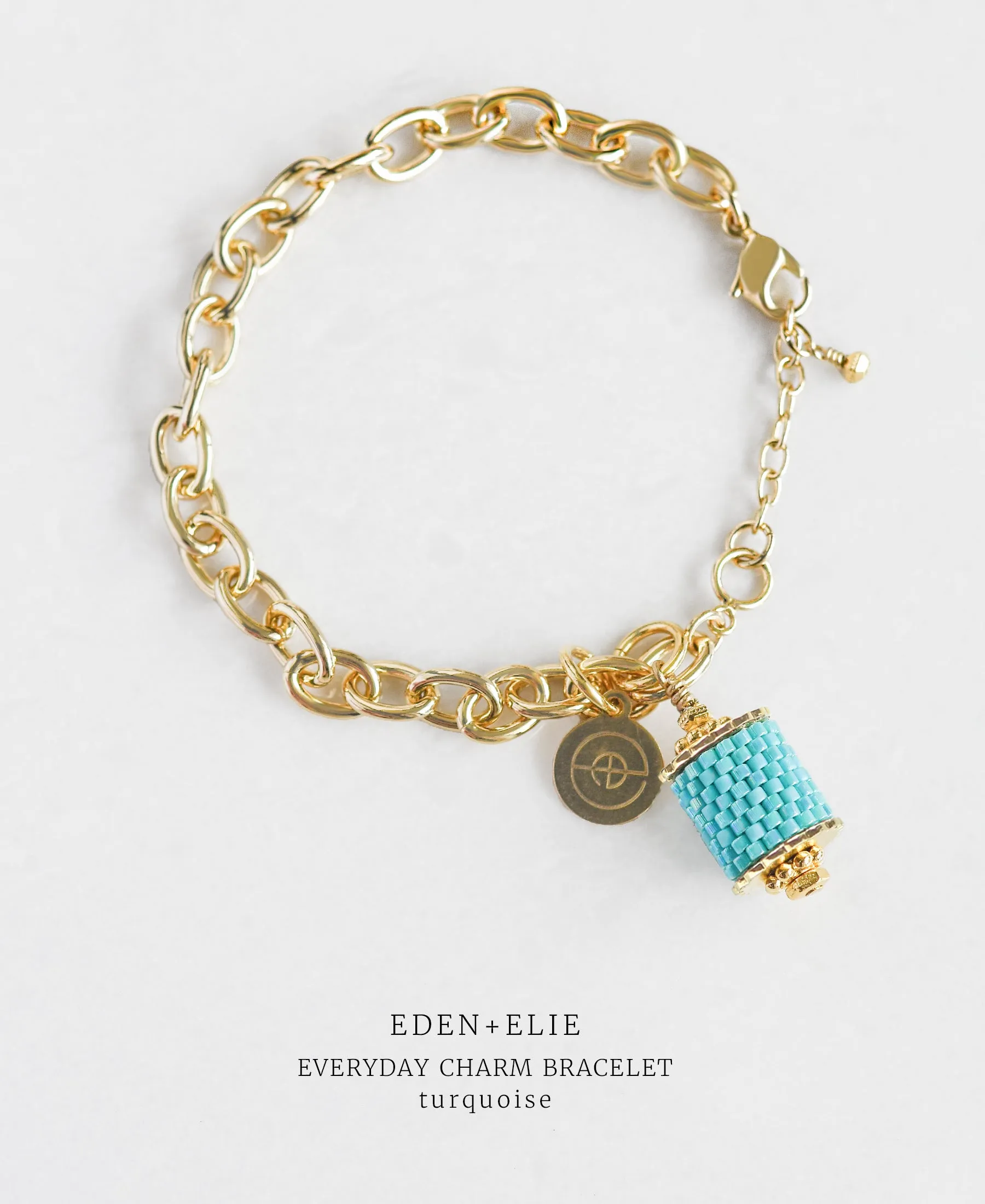 EDEN   ELIE Everyday Gold Charm Bracelet  - turquoise