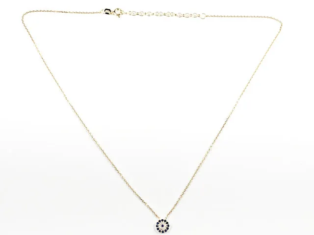 Elegant Dainty Round Evil Eye Style CZ Design Charm Gold Tone Silver Necklace