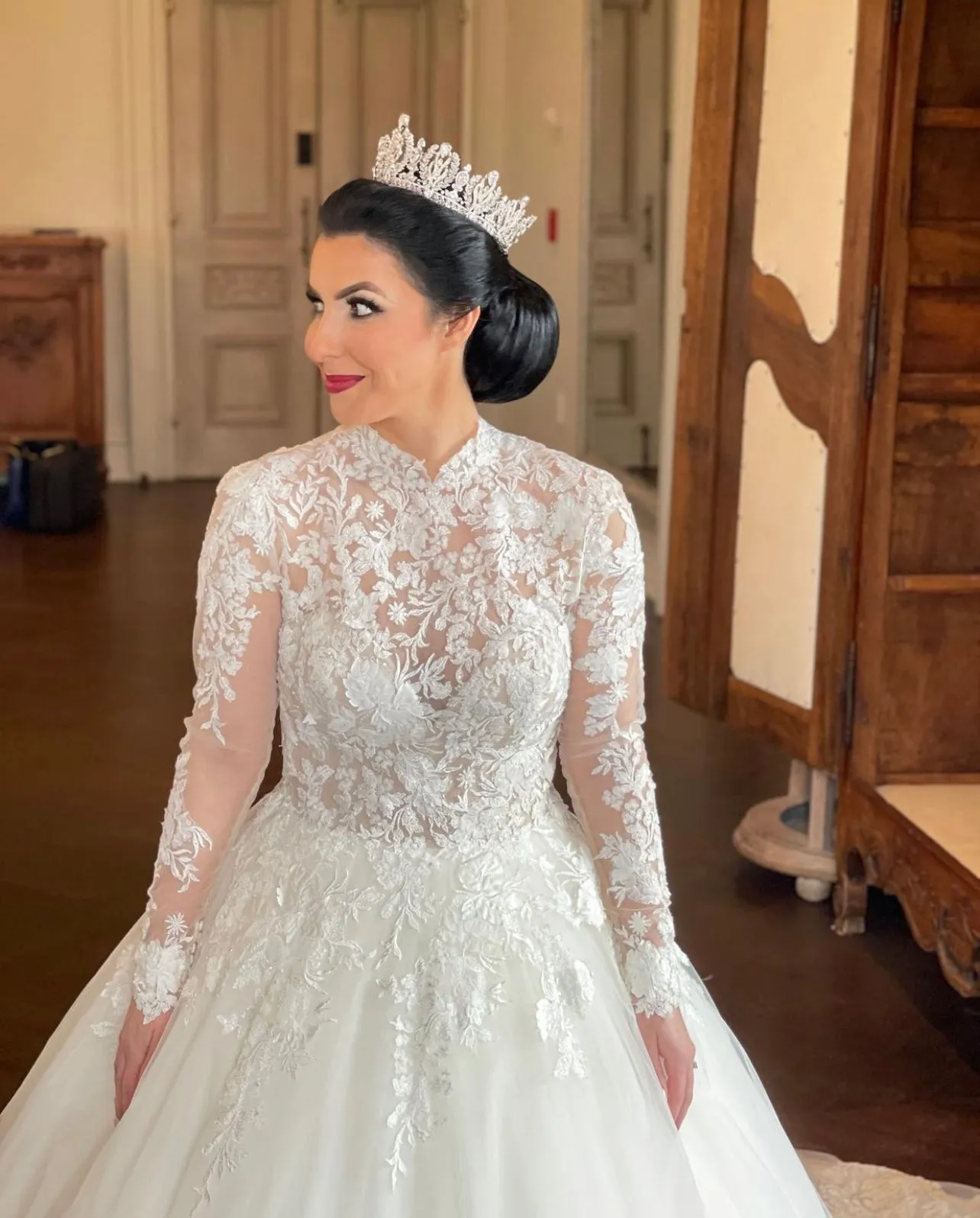 Ellee Real Bride Adorned with ROYALE Luxurious Wedding Full Crown For a Queen - Royal Wedding