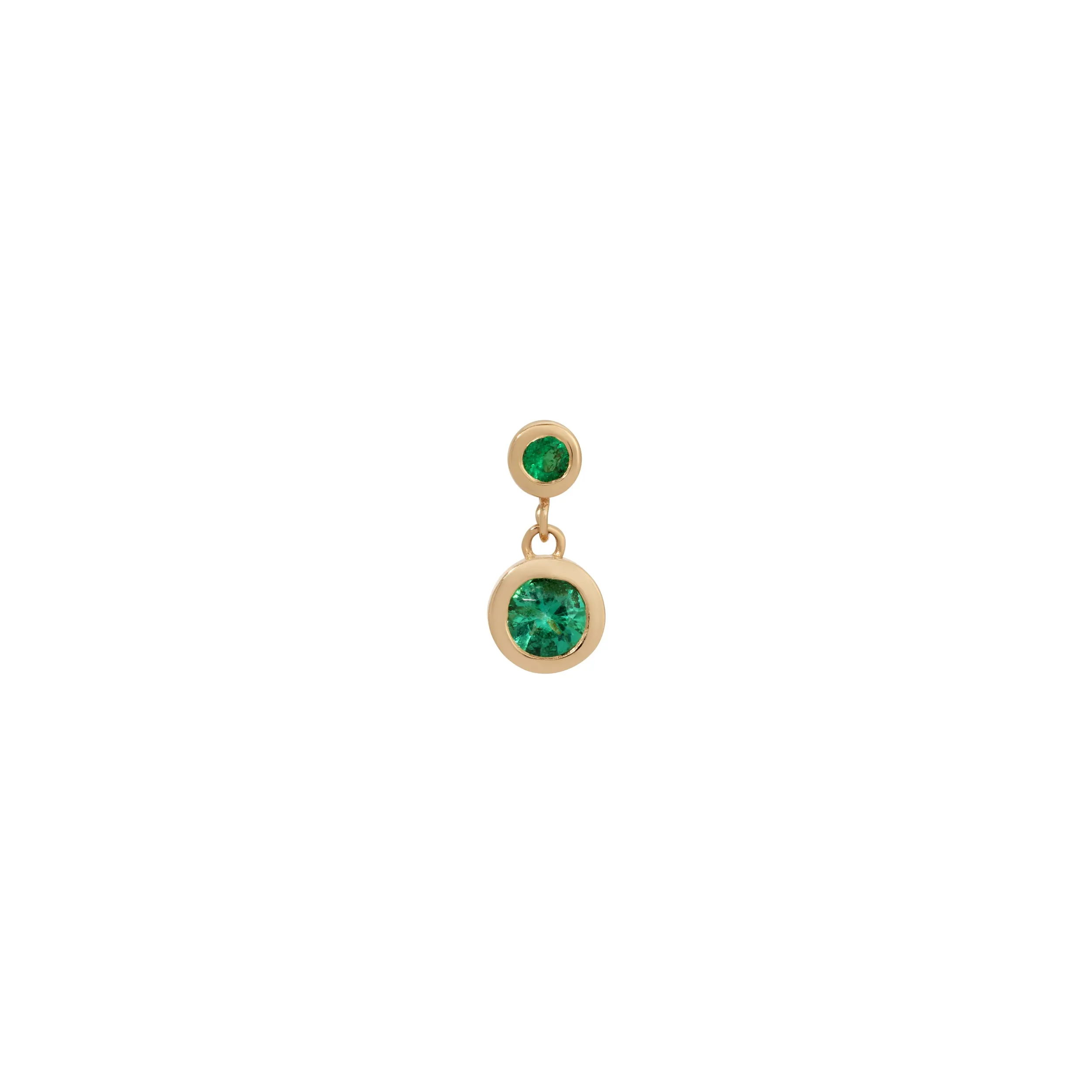 Emerald 2 Bezel Dangle Earring (Single)