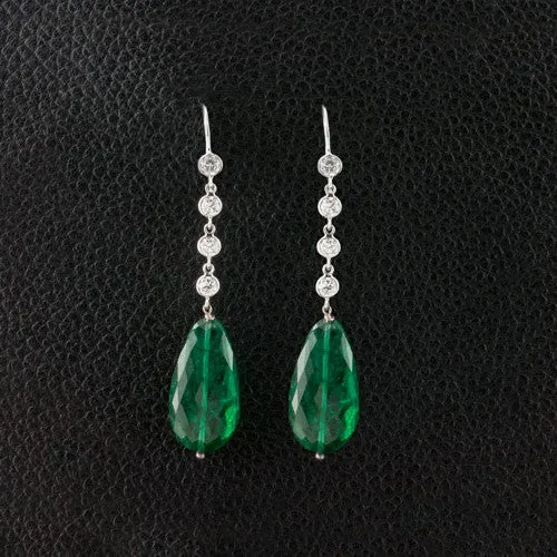 Emerald & Diamond Drop Earrings