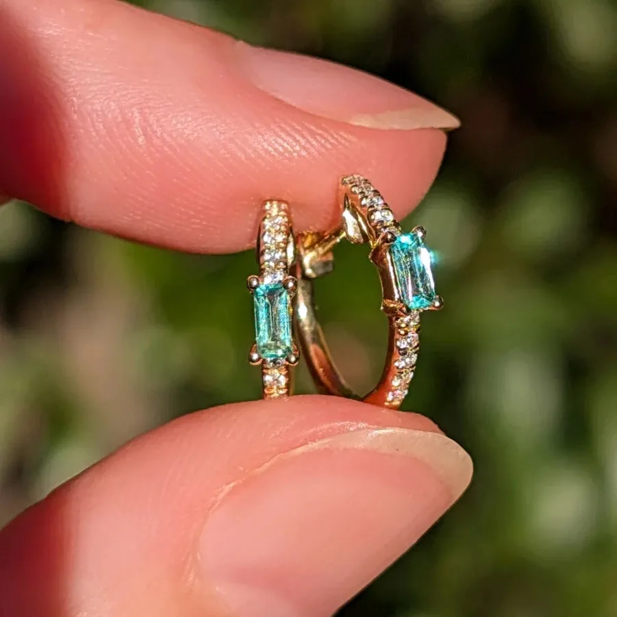 Emerald and Diamond Huggie Earrings