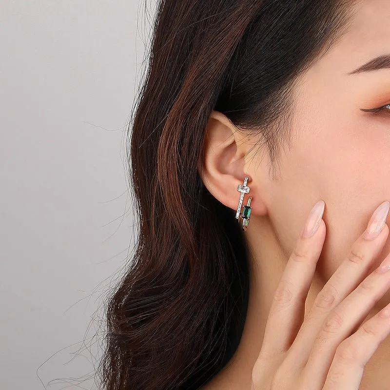 Emerald Cut Cross Stud Earrings