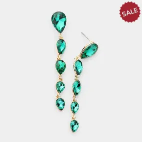 Emerald Green Crystal Teardrop Dangle Earrings