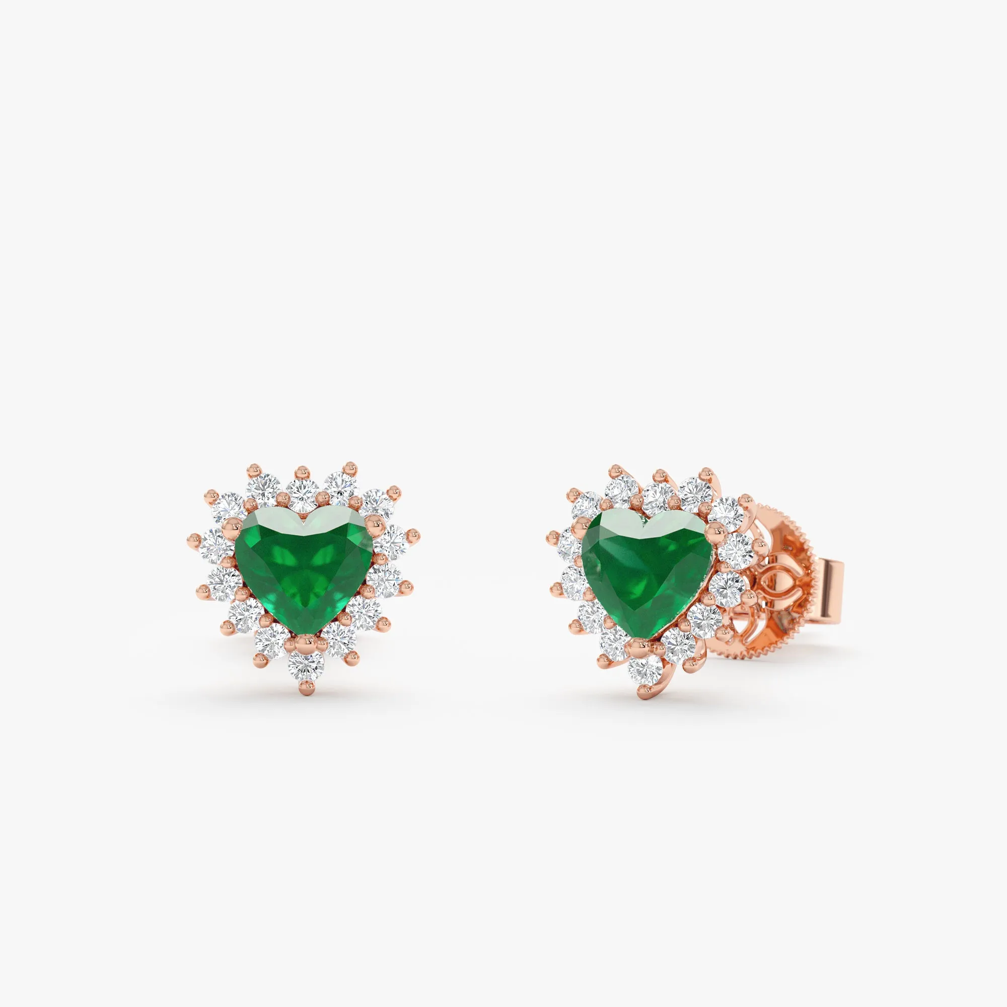 Emerald Heart Stud Earrings, Haisley