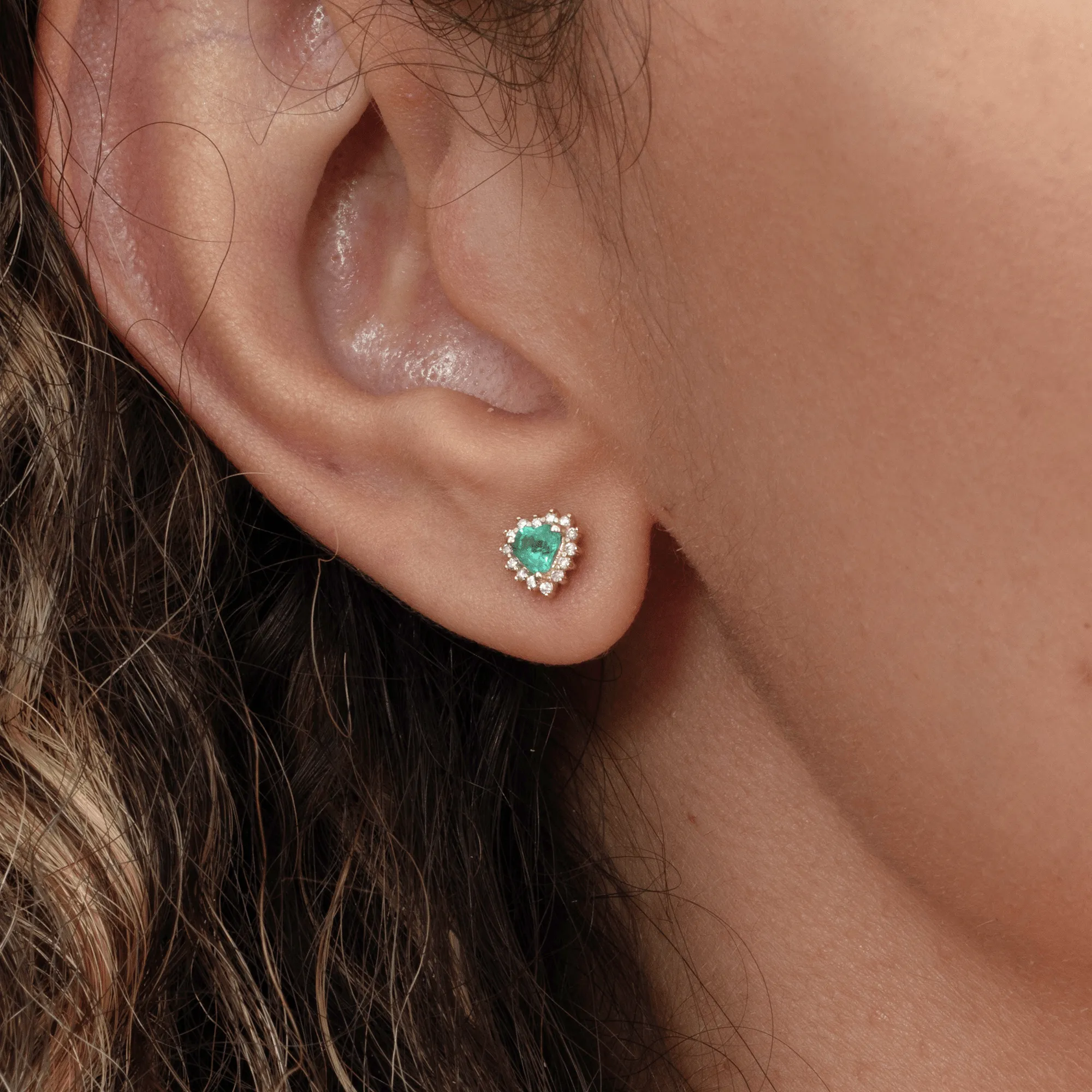 Emerald Heart Stud Earrings, Haisley