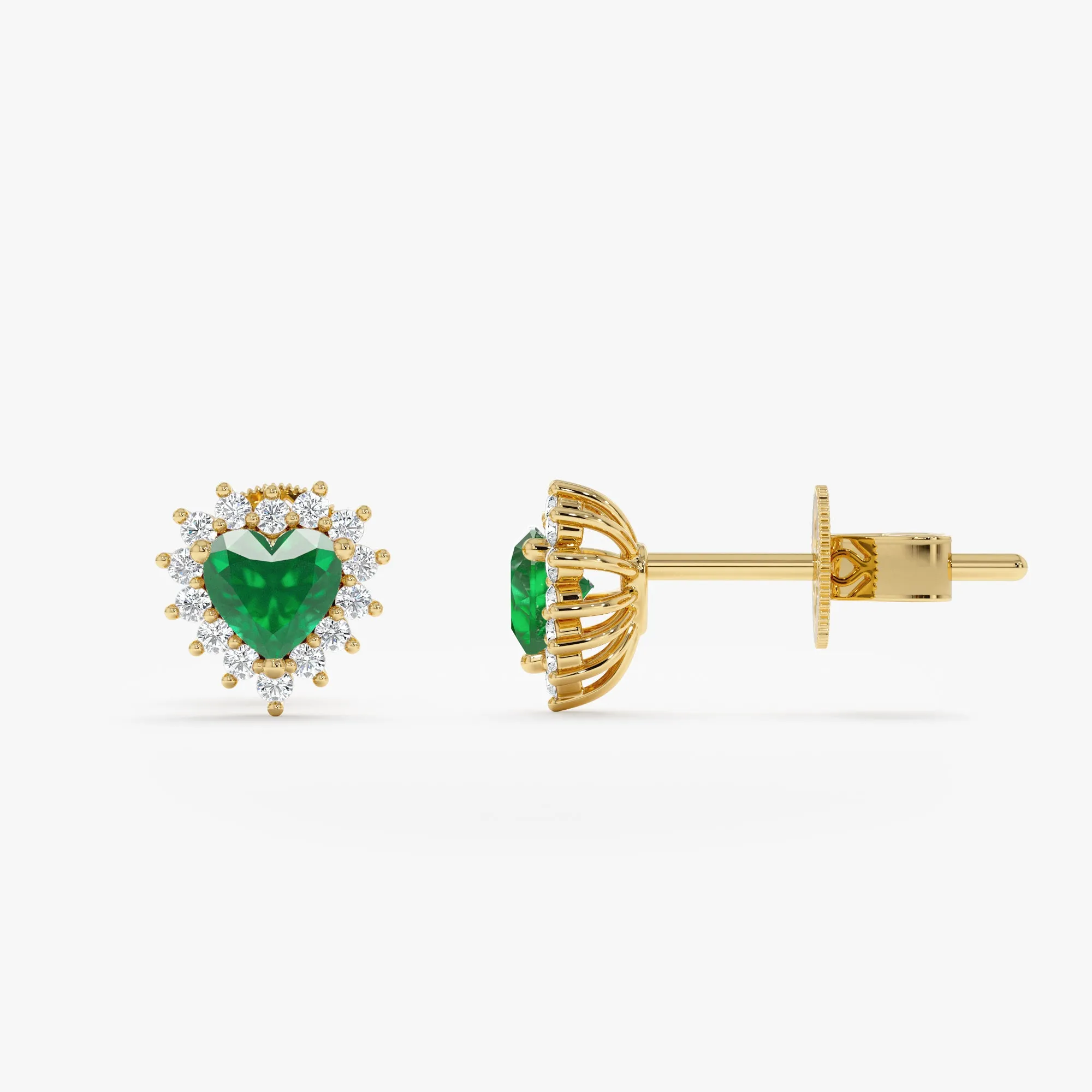 Emerald Heart Stud Earrings, Haisley