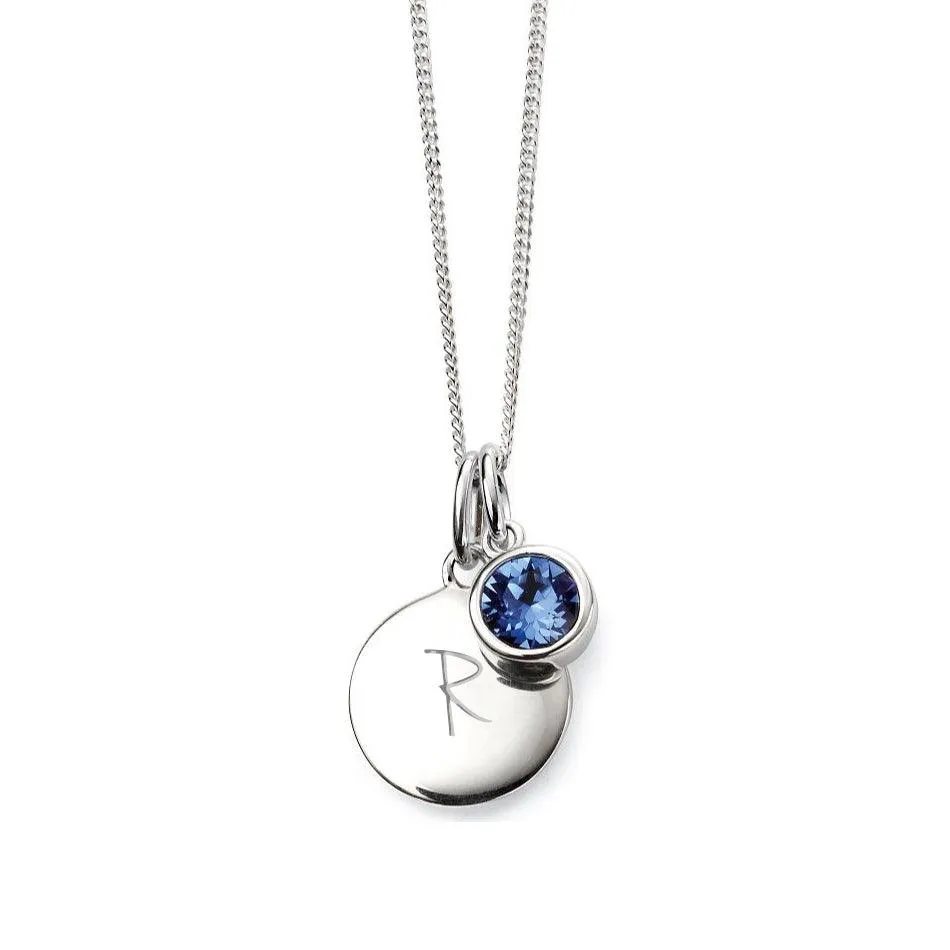 Engraved September Birthstone Necklace