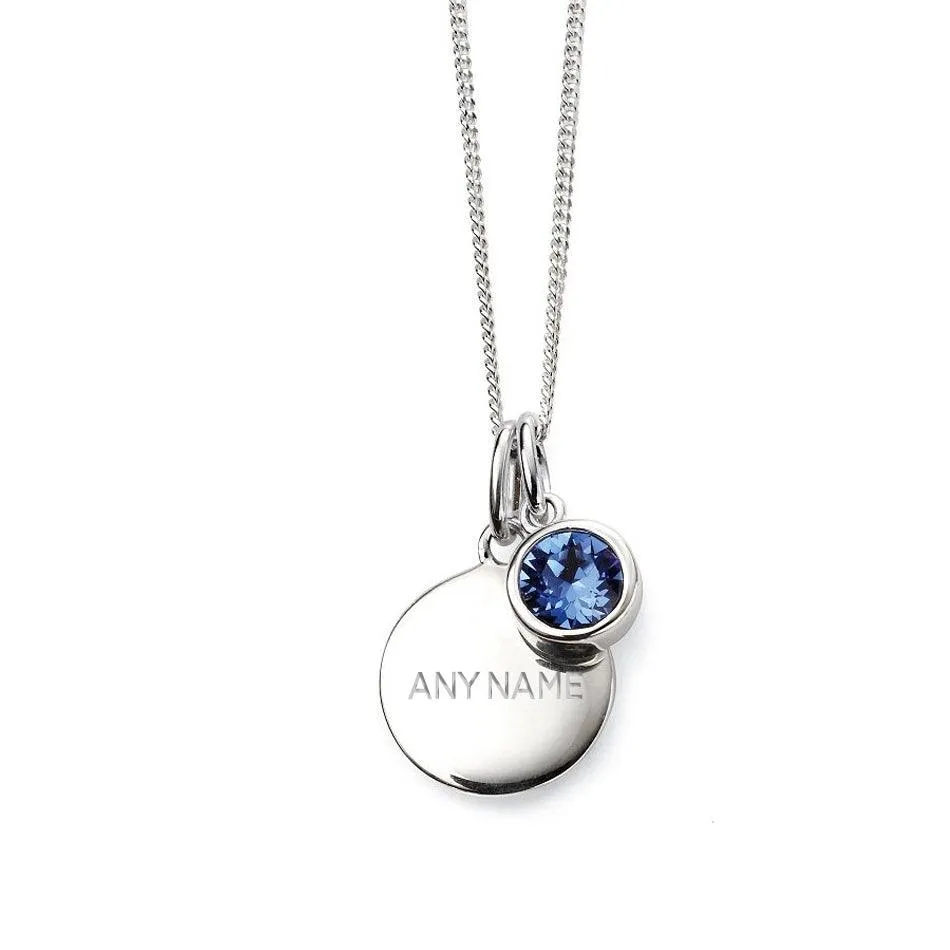 Engraved September Birthstone Necklace