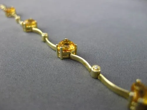 ESTATE LONG 3.85CTW DIAMOND & AAA CITRINE 14KT YELLOW GOLD HEART LOVE BRACELET