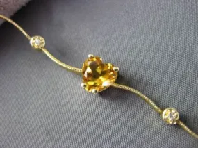 ESTATE LONG 3.85CTW DIAMOND & AAA CITRINE 14KT YELLOW GOLD HEART LOVE BRACELET