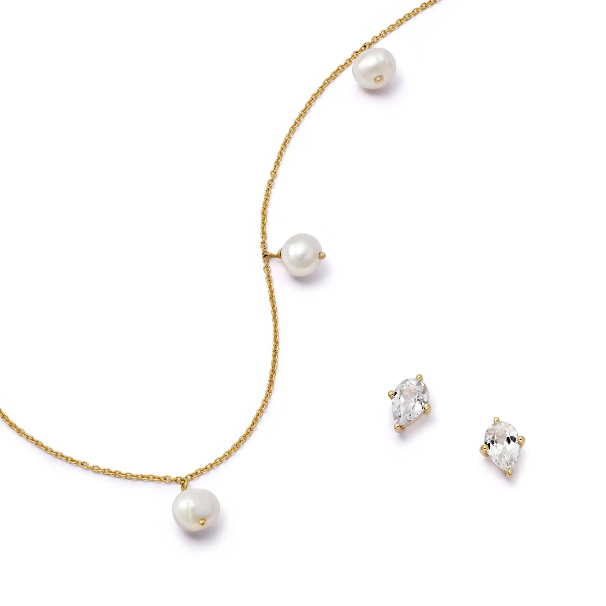 Estée Lalonde Fine Diamond and Pearl Layering Set 14ct Solid Gold