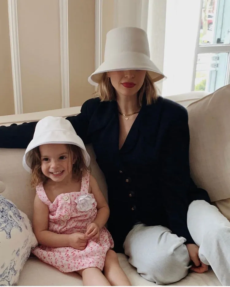 Ettrick: White Straw Bucket Hat As Seen On Kerry Pieri (and Lila)