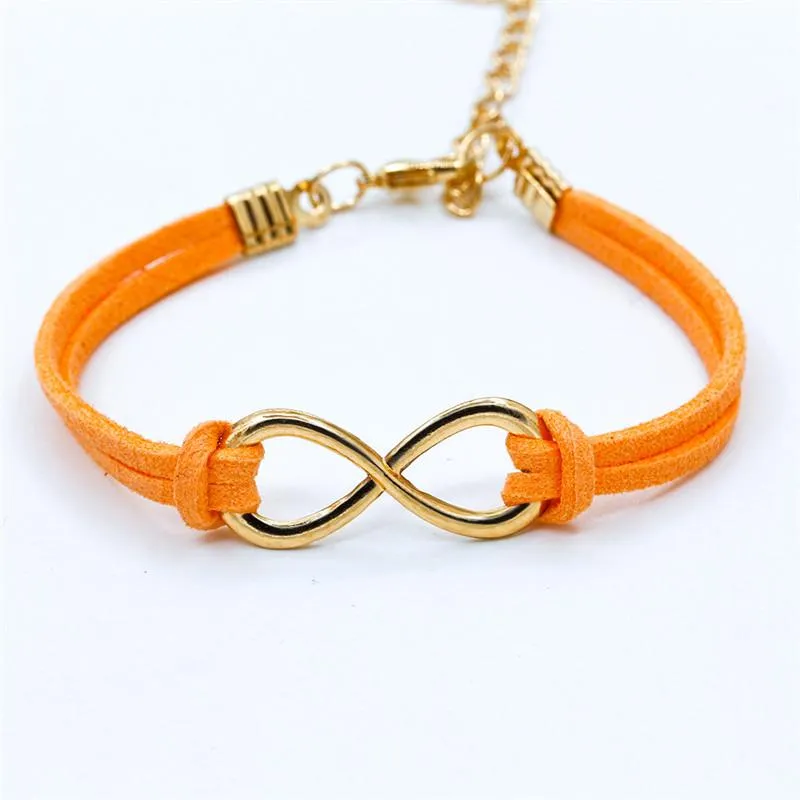 European Punk Fashion Vintage Infinity 8 Cross Leather Bracelets For Women