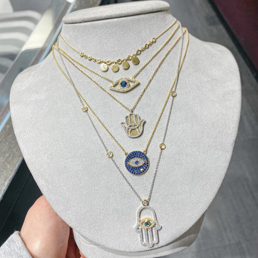 Evil Eye Diamond And Sapphire Necklace