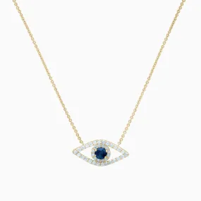 Evil Eye Diamond And Sapphire Necklace