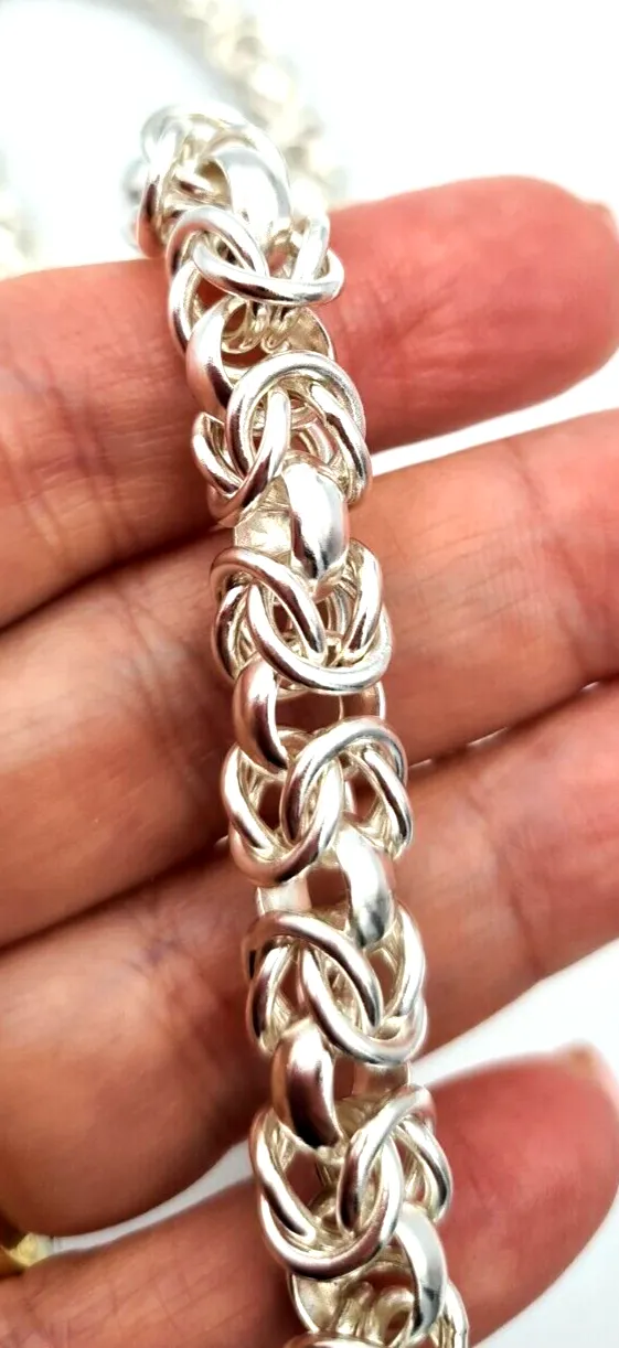 Fine Silver 999 Kerb Byzantine Heavy Bracelet 21cm 53g *Free Express Post In Australia