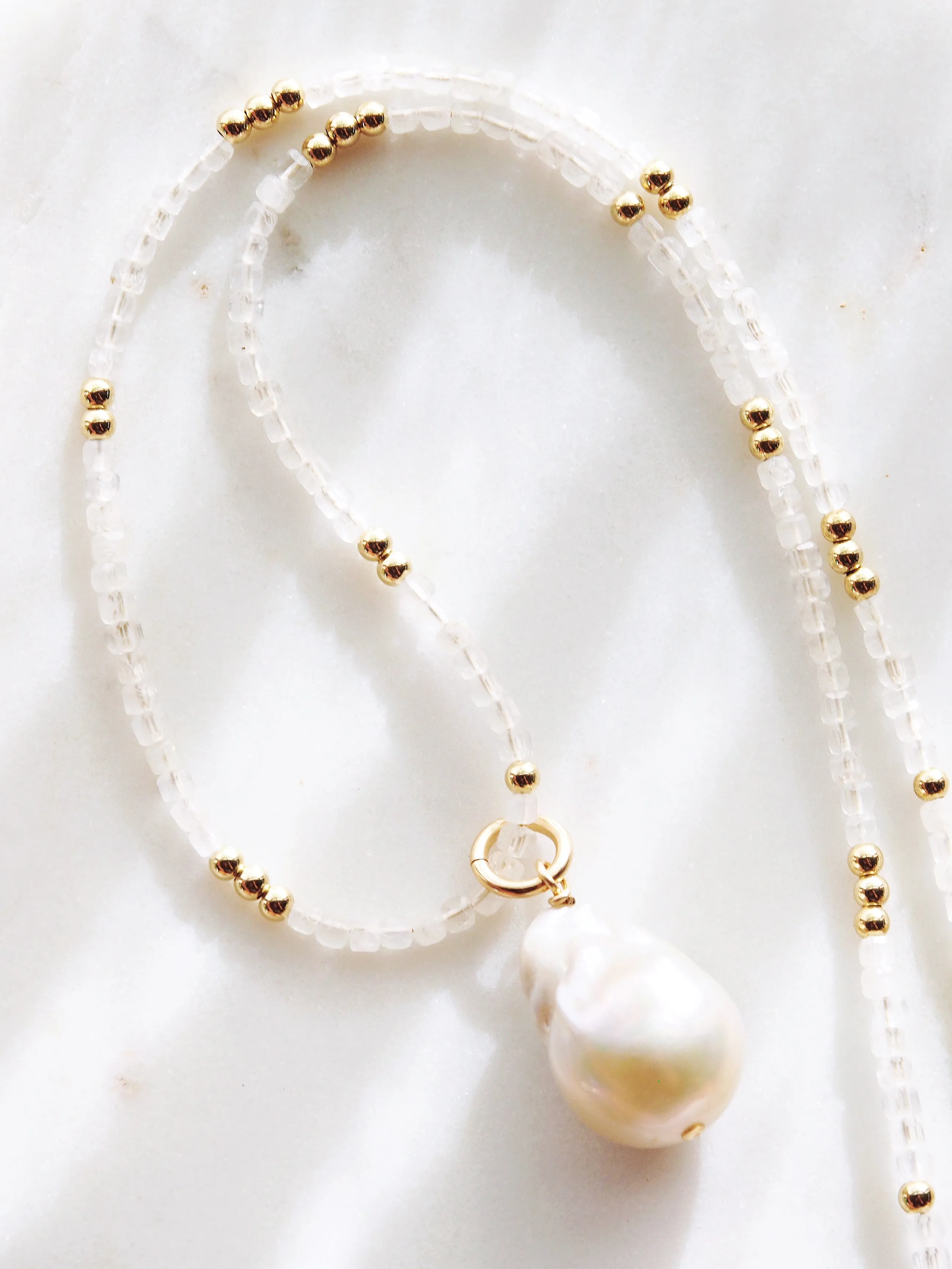 Flameball Baroque Pearl and Gemstone Necklace - Keahi