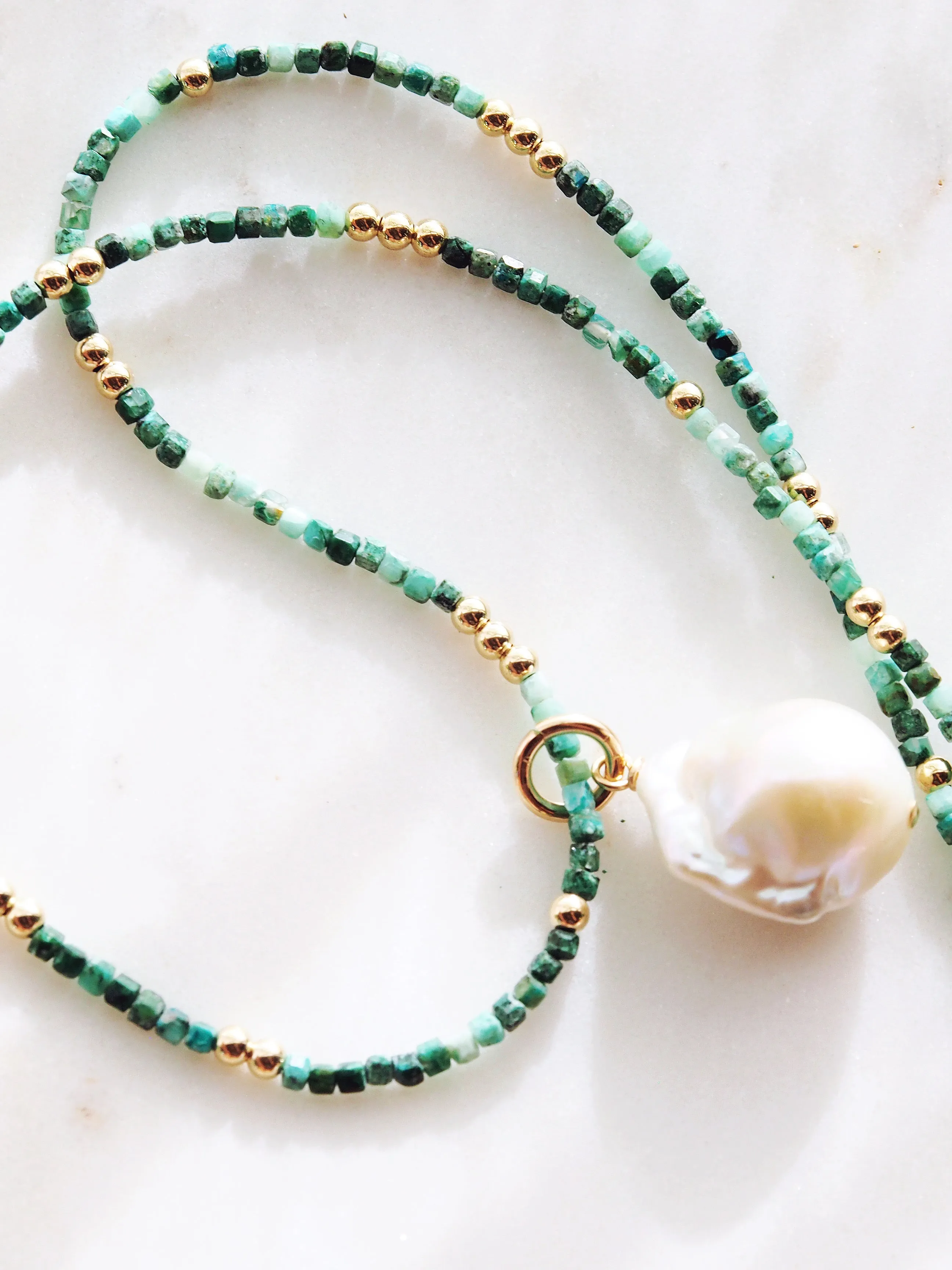 Flameball Baroque Pearl and Gemstone Necklace - Keahi