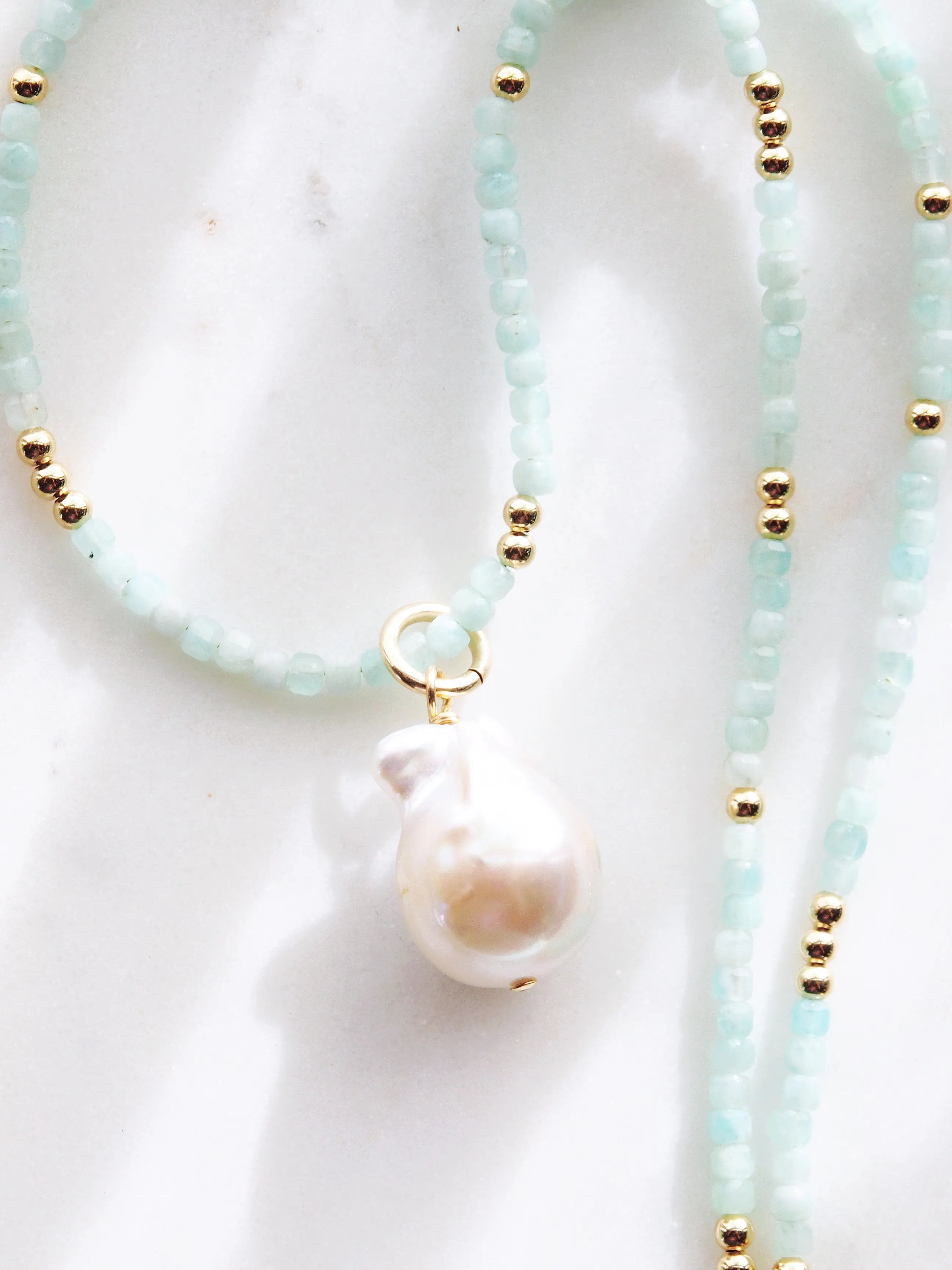 Flameball Baroque Pearl and Gemstone Necklace - Keahi