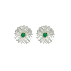 Fleur Mother of Pearl & Emerald Earrings