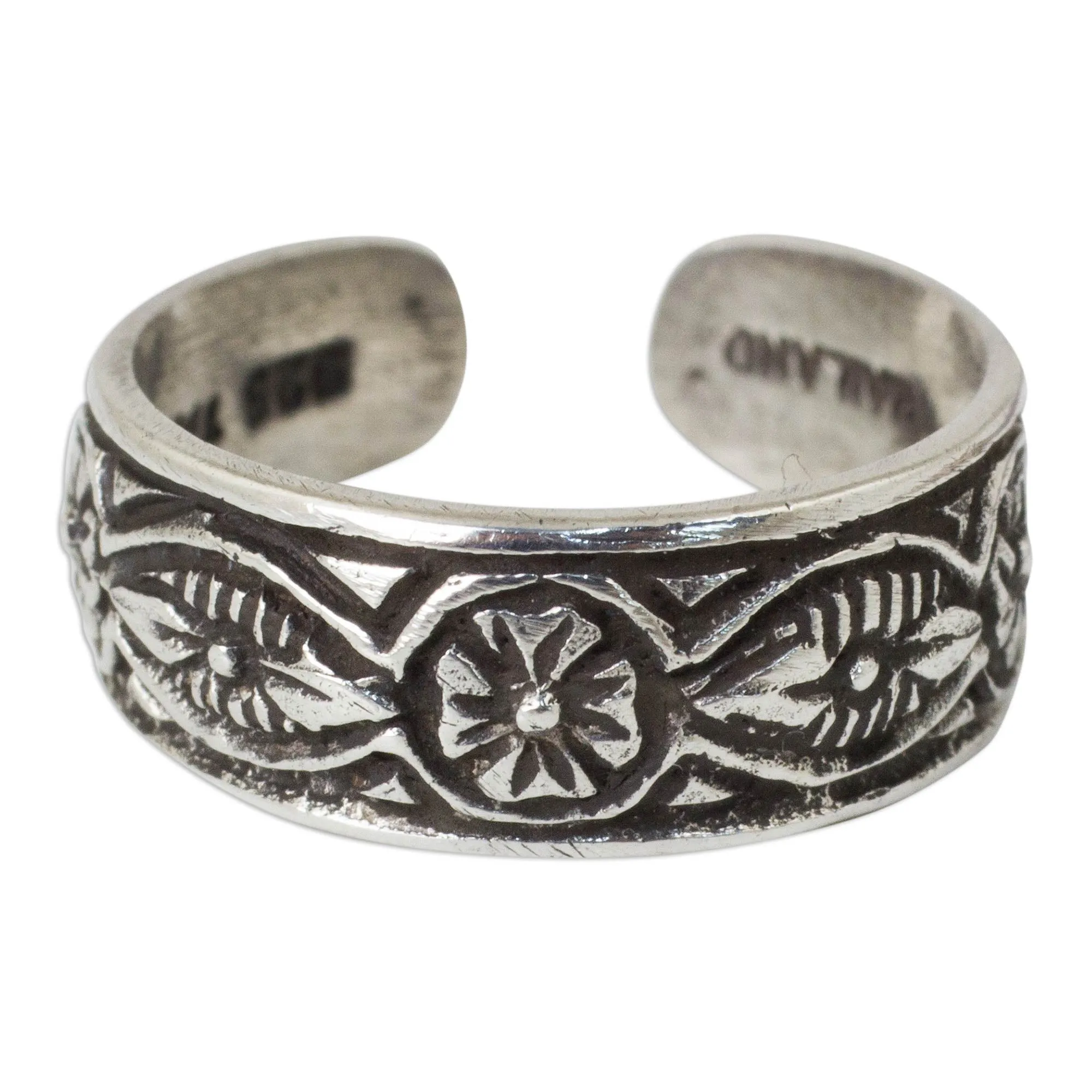 Floral Sterling Silver Toe Ring - Thai Flowers | NOVICA