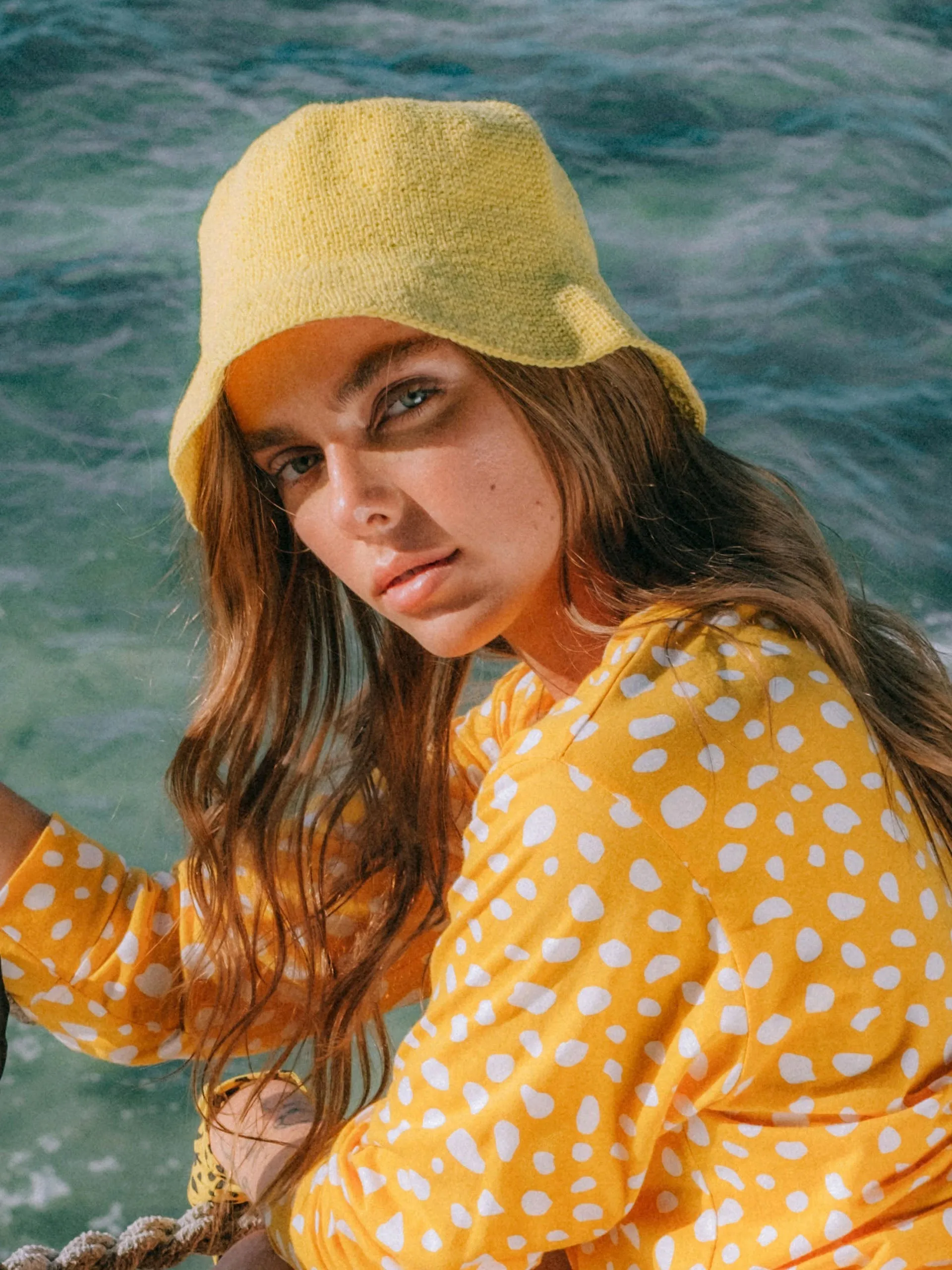 Florette crochet bucket hat in yellow