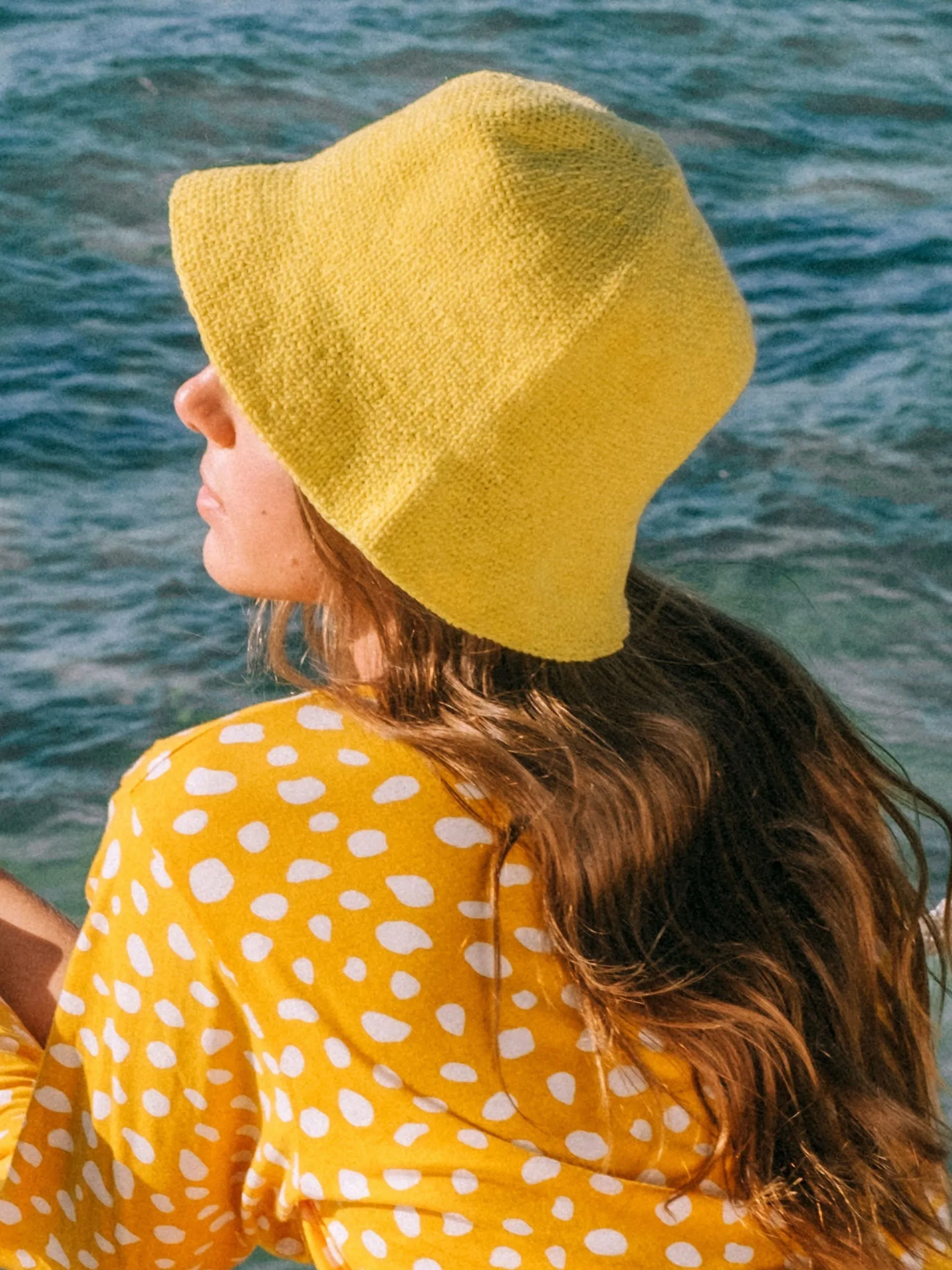 Florette crochet bucket hat in yellow