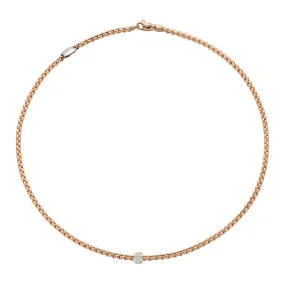 Fope 18K Rose Gold Eka Collection Necklace with Diamond Rondel, 20 inch