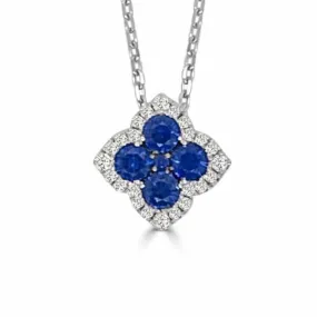 Frederic Sage 14K White Gold Small Fleur D'Amour Sapphire and Diamond Necklace