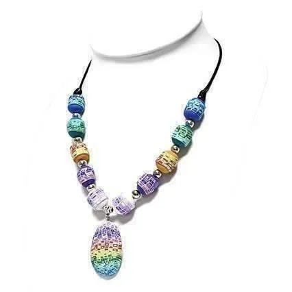 Free Spirit Multi-Color Hand Made Polymer Clay Bead Necklace