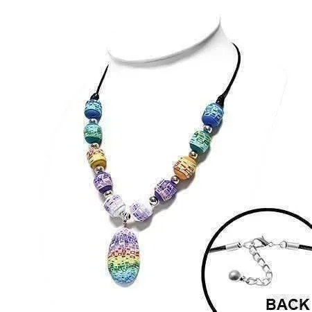 Free Spirit Multi-Color Hand Made Polymer Clay Bead Necklace