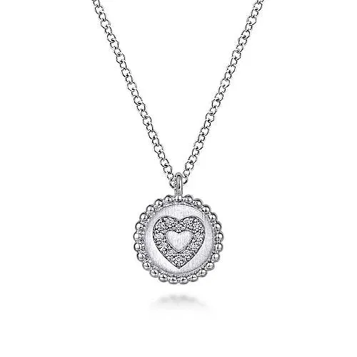 Gabriel & Co. Bujukan Diamond Heart Pendant Necklace in Sterling Silver