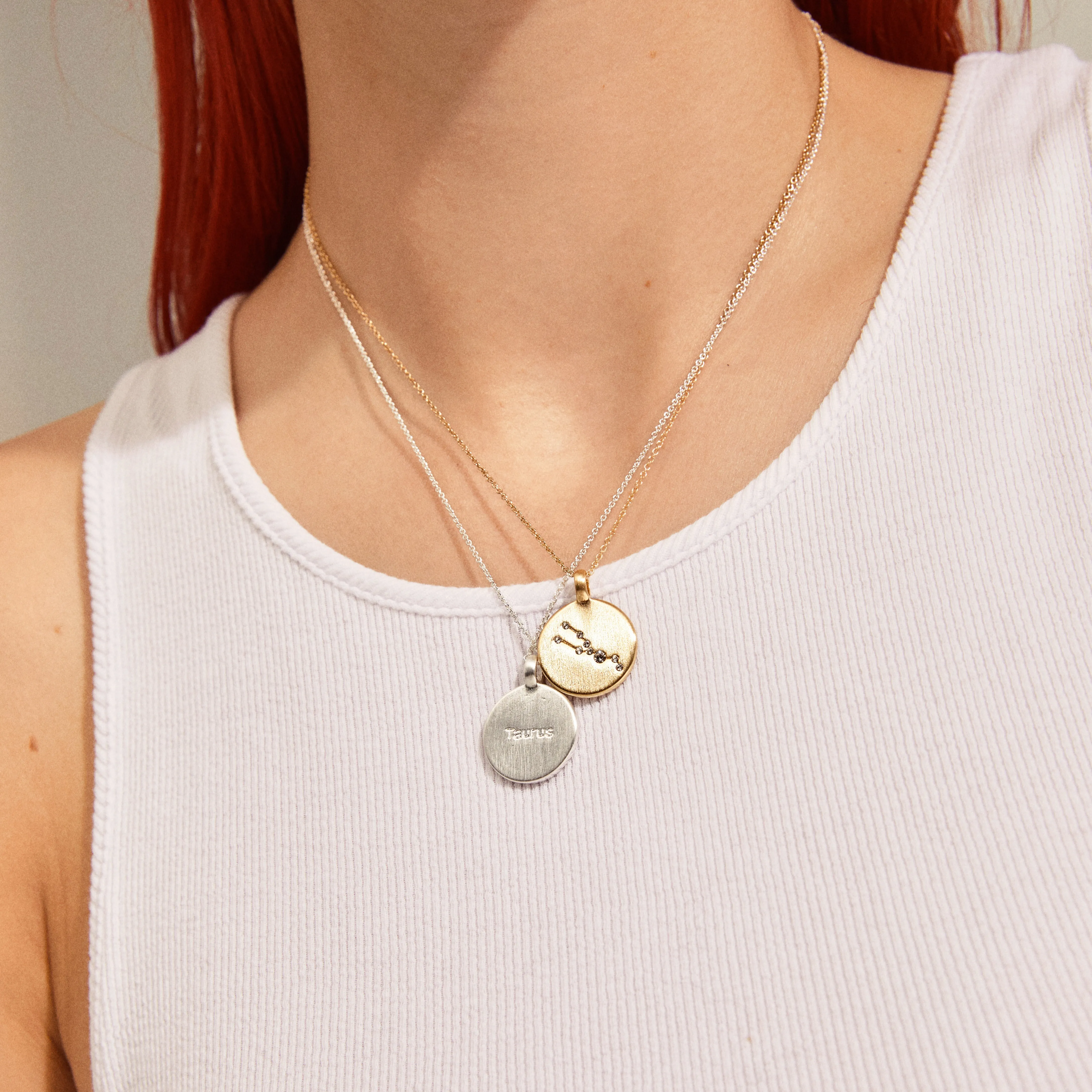 GEMINI Zodiac Sign Coin Necklace, silver-plated