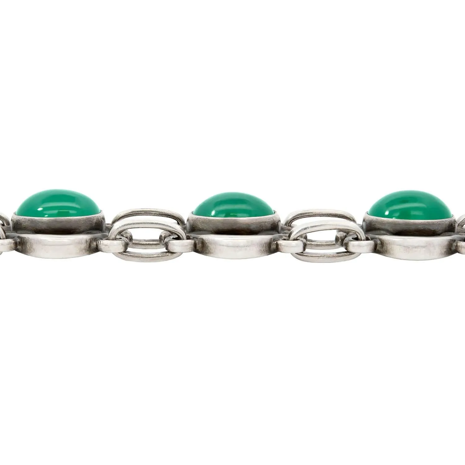 GEORG JENSEN Vintage Sterling Silver Green Onyx Bracelet