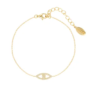 Georgini Rock Star Gold Plated Sterling Silver Evil Eye Bracelet