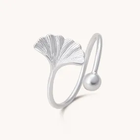 Gingko Silver Adjustable Ring