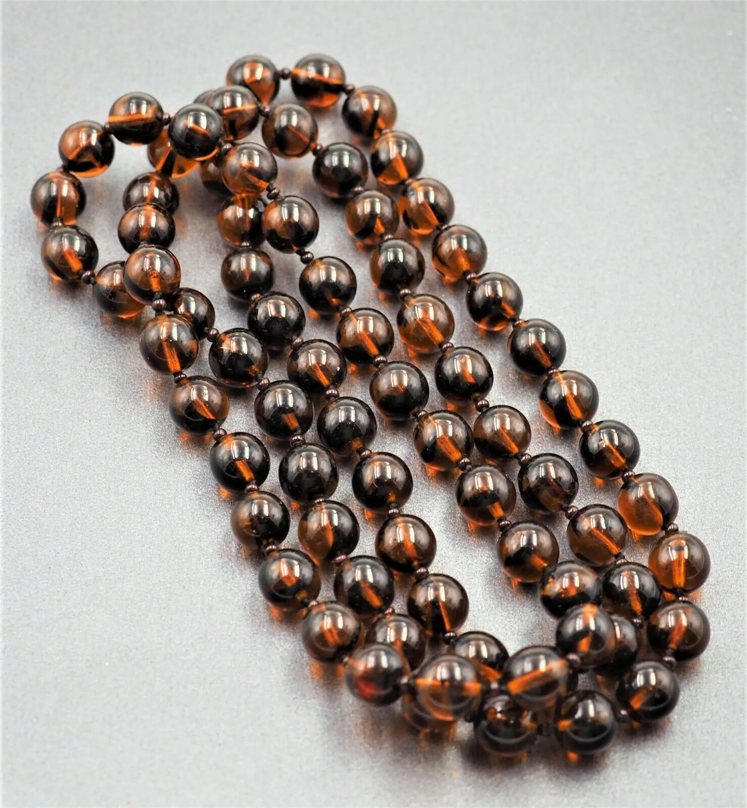 Glass Bead Opera Knotted Single Strand Necklace - c.1930s