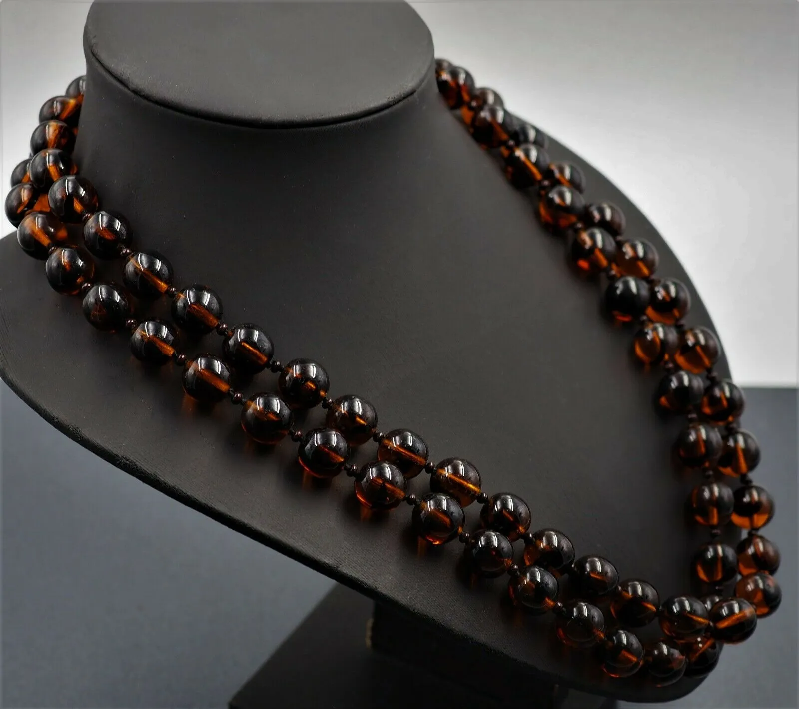 Glass Bead Opera Knotted Single Strand Necklace - c.1930s