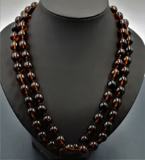 Glass Bead Opera Knotted Single Strand Necklace - c.1930s