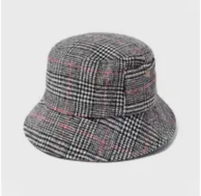 Glen Plaid Bucket Hat -black