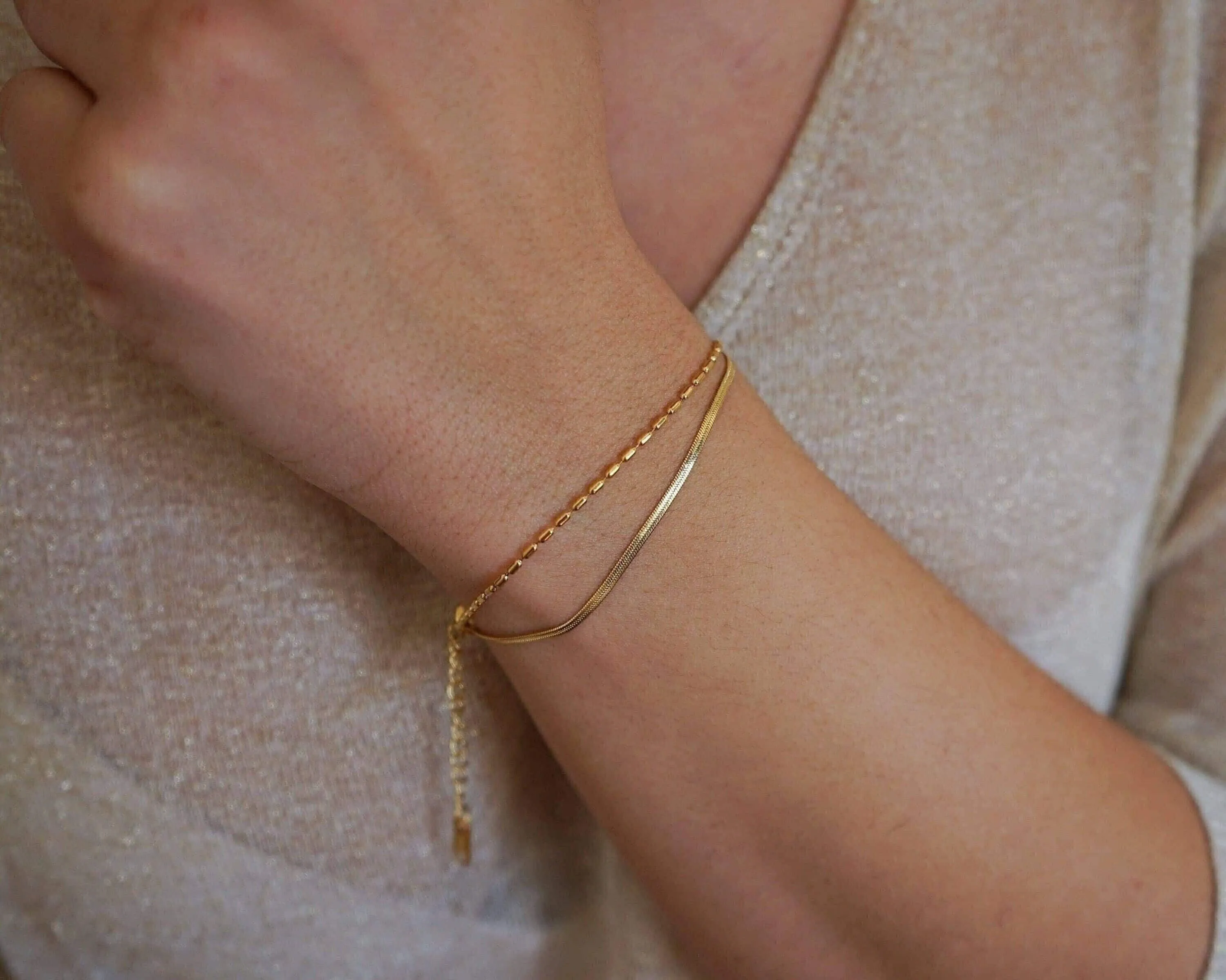 Gold double chain Bracelet