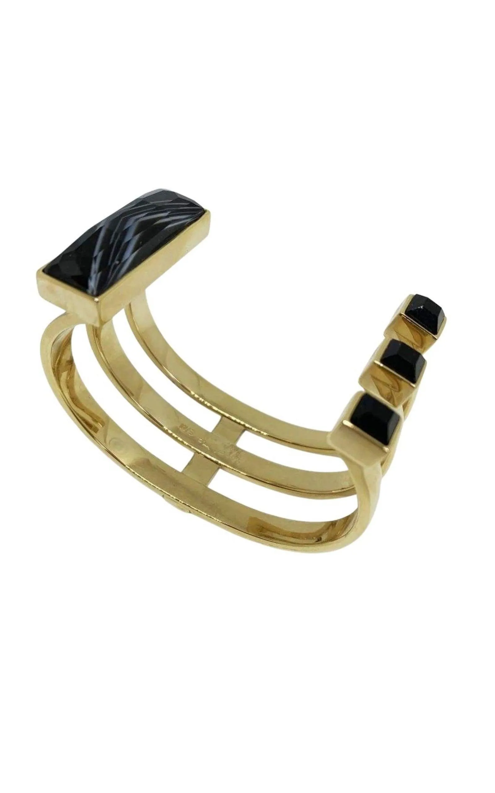 Gold Fay Black Onyx Semiprecious Baguette Bracelet