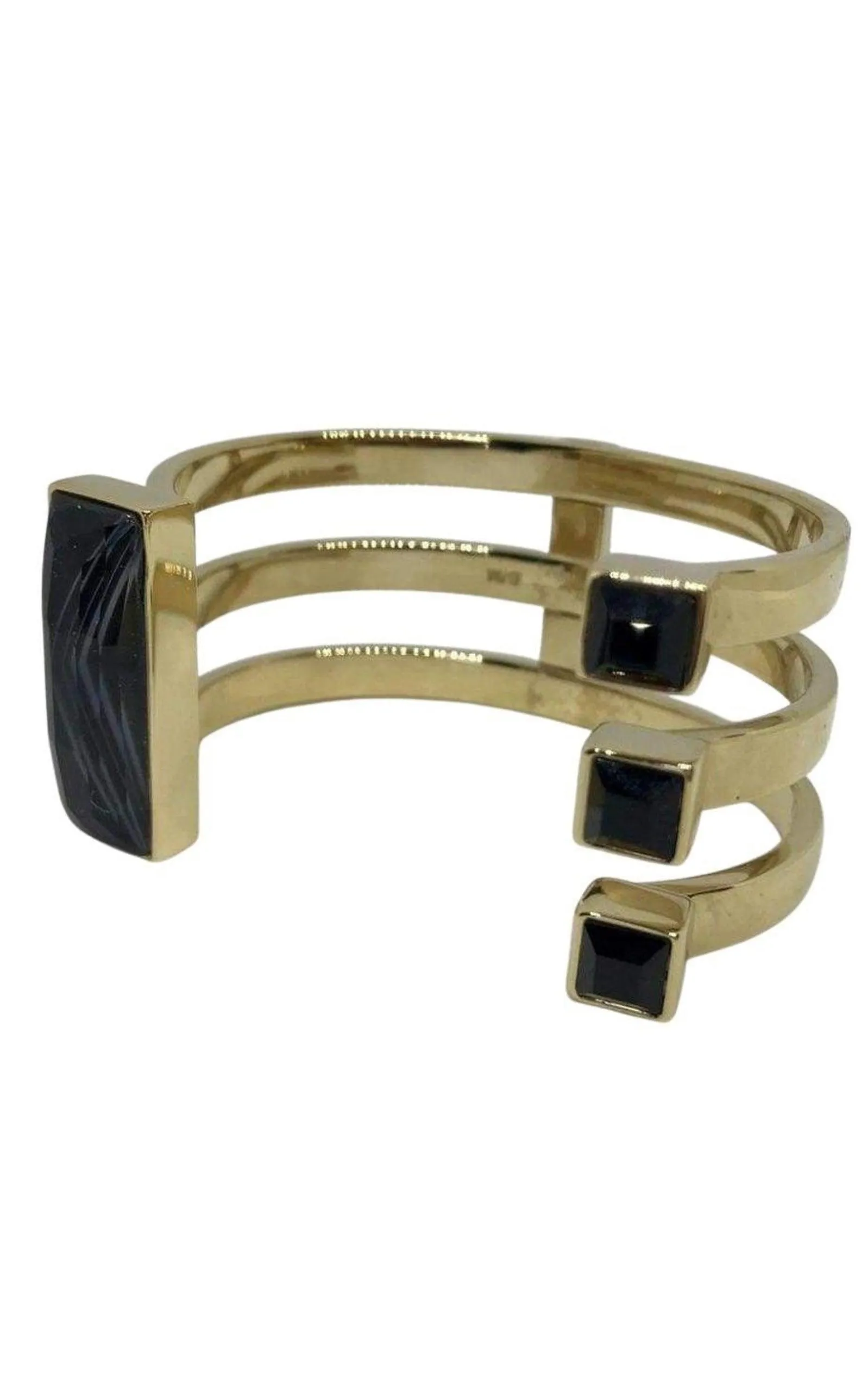 Gold Fay Black Onyx Semiprecious Baguette Bracelet