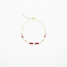 Gold Filled Red Coral and Seed Pearl Bracelet